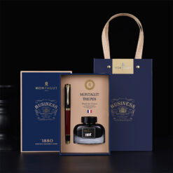 Set bút mực ký tên Montagut chính hãng M018 Carbon màu đỏ