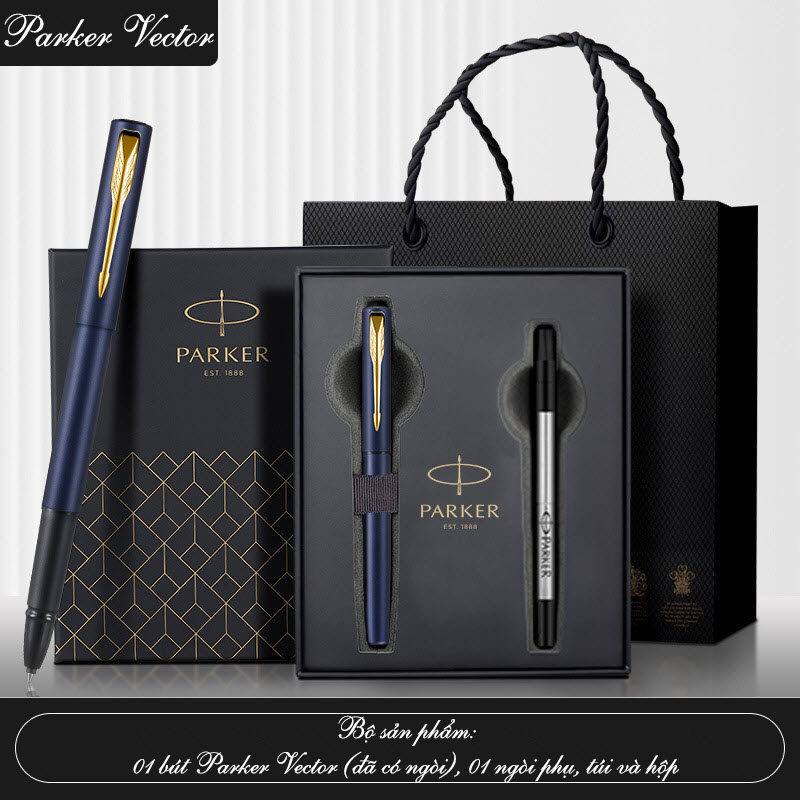Bộ set quà bút ký Parker Vector màu xanh navy cao cấp làm quà