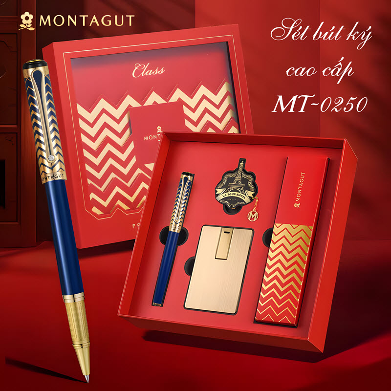 Bộ quà tặng bút ký cao cấp MT0250 màu xanh Relief