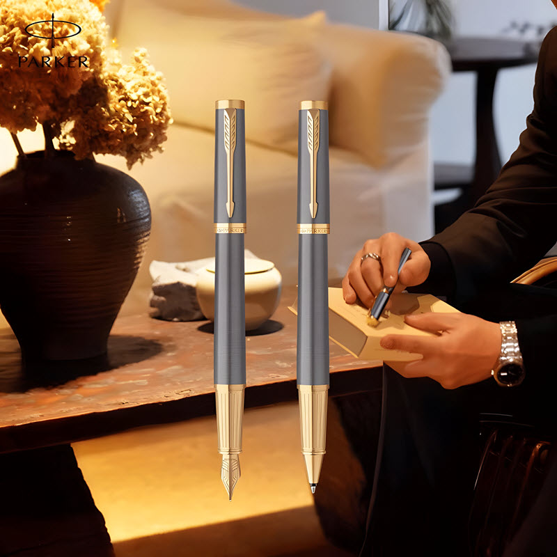 Bút lông bi ký tên Parker Elite hộp gỗ lót nhung S-Gray cao cấp làm quà tặng