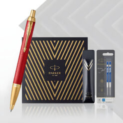 Bộ quà bút bi ký tên Parker IM PRM X Red GT GB 2143644 kèm bao da và 02 ngòi thay thế